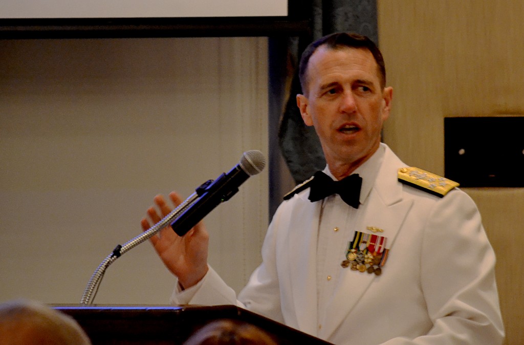 Admiral John Richardson, USN addresses crowd at Midway Dinner (NHF Photo)
