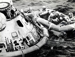 Apollo 11-4  Navy Seal closes hatch to Apollo 11 capsule