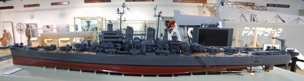 USS Worcester Model awaiting installation in the Cold War Gallery
