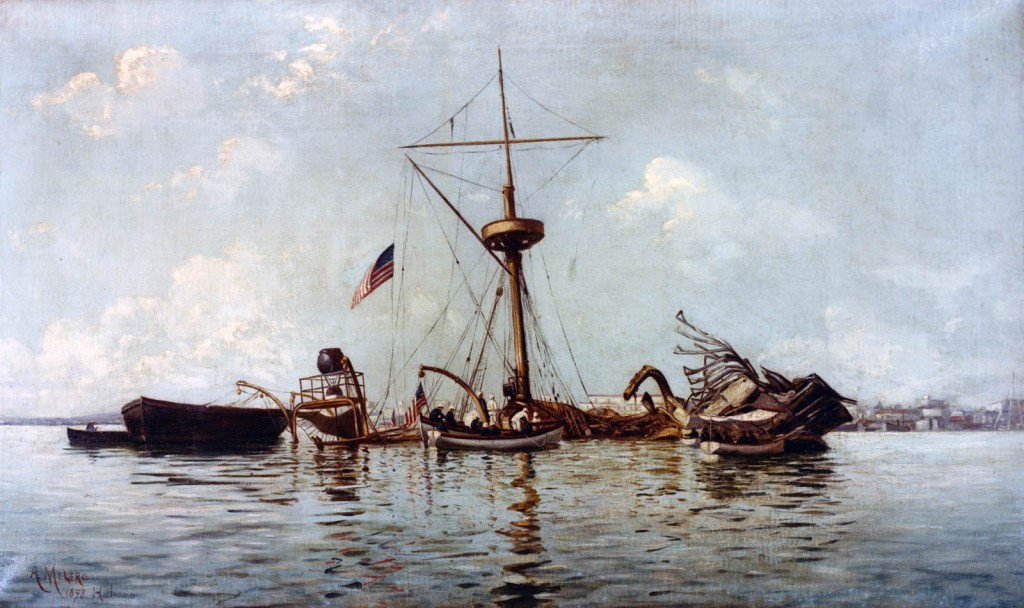 Painting of the wreck of USS Maine, by A. Melero, 1898. NHHC image KN 10967.