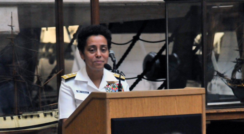 VADM Michelle Howard addresses the crowd at the Battle of Lake Erie reception