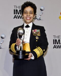 ice Adm. Michelle Howard, deputy commander of U.S Fleet Forces, poses for the press after receiving the Chairman's Award.  (U.S. Navy photo by Mass Communication Specialist 1st Class Michael O'Day/Released)