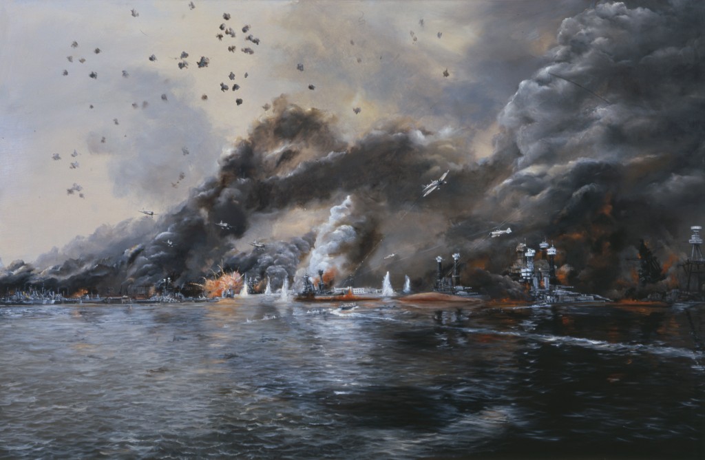  "Battleship Row in Flames," John Hamilton