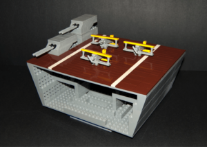 A preliminary cross section of the LEGO USS Lexington model. The finished model will be over seven feet long, and will be on display at the 2014 LEGO Shipbuilding contest at the Hampton Roads Naval Museum.