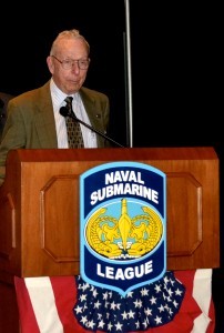 Rear Admiral Jerry Holland, USN (Ret.) speaks at the NSL History Seminar. 