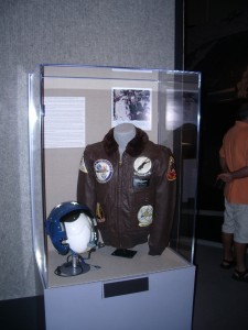 Admiral Holloway's Jacket, Helmet, and Picture at the Exhibit