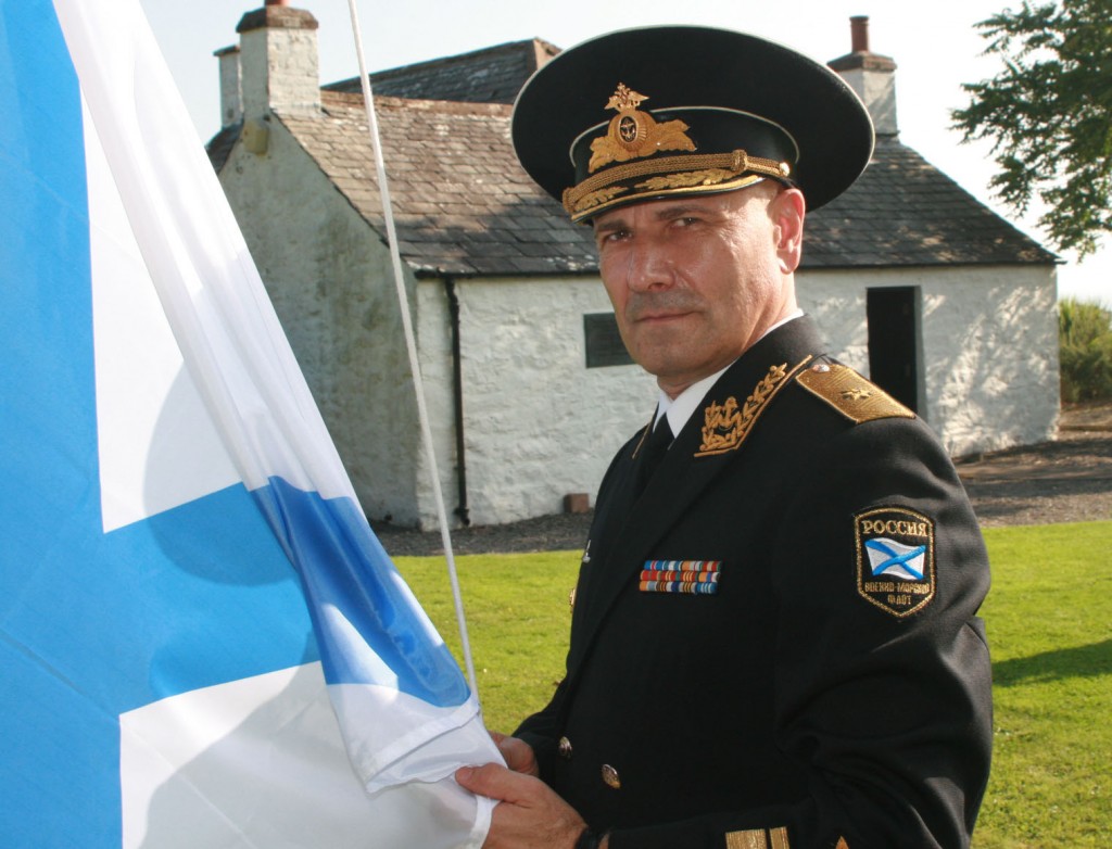 Admiral Zhurkov raises the flag of the Imperial Russian Navy (Dumfries News, 19 SEPT 2014)