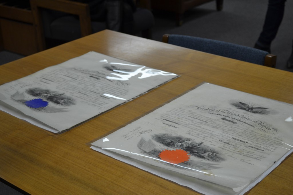 The two commission documents of Benjamin Long Edes (NHF Photo by Matthew Eng/Released)