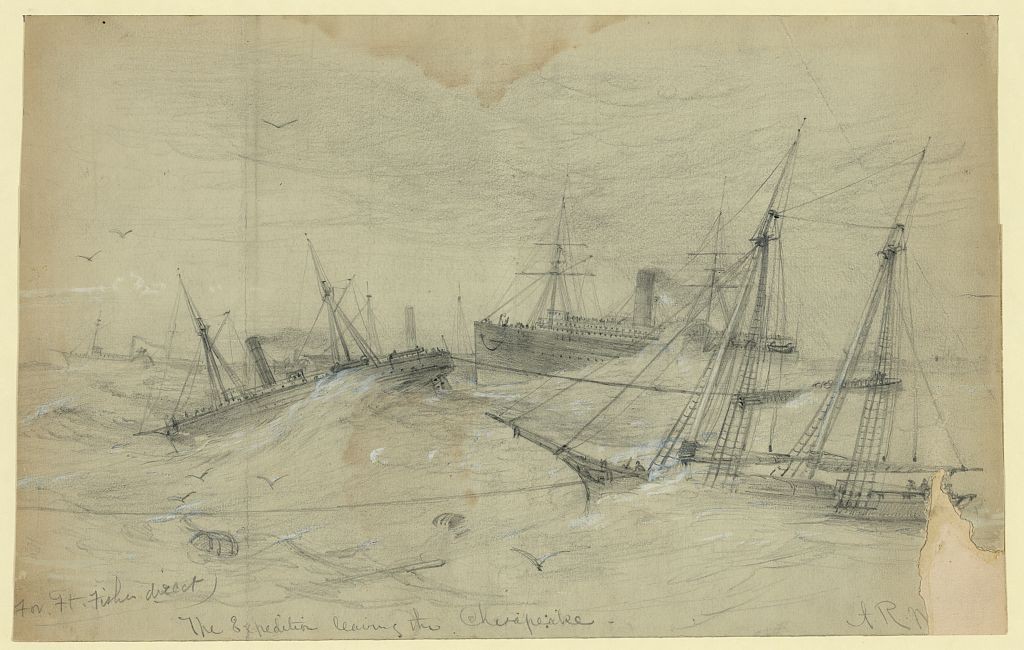 The Expedition Leaving Chesapeake, by Alfred Waud (LOC Image:  LC-DIG-ppmsca-21456)