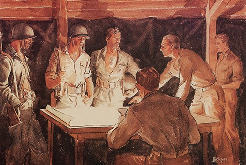 Instructions to a Patrol by Capt Donald L. Dickson, USMCR. USMC Combat Art Collection