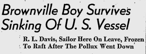 Newspaper headline, Tuscaloosa News, March 25, 1942