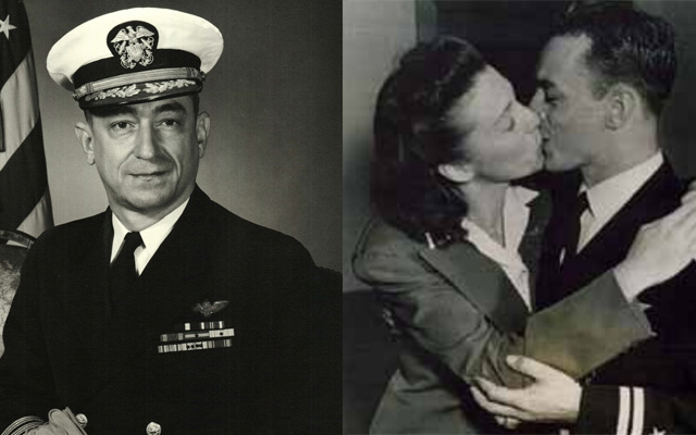 Captain Jack "Dusty" Kleiss retirement photo, 1962; Kleiss with wife Jean, 1942 (Images provided by Jack Kleiss/Hampton Roads Naval Museum/Laura Orr)